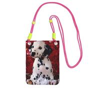 EdWal Borsa a tracolla da donna, con stampa di cucciolo dalmata, mini portamonete, grazioso portafoglio per telefono, regalo per escursioni e viaggi, Fucsia, Taglia unica