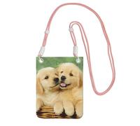 EdWal Borsa a tracolla da donna, con stampa di cucciolo di Golden Retriever, mini portamonete per telefono, grazioso portafoglio per telefono, regalo per escursioni e viaggi, rosa, Taglia unica