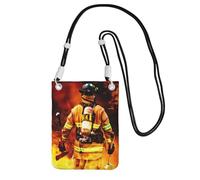 EdWal Borsa a tracolla da donna, con stampa di fiamme pompiere, mini portamonete per telefono, grazioso portafoglio per telefono, regalo per escursioni e viaggi, Nero , Taglia unica