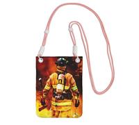 EdWal Borsa a tracolla da donna, con stampa di fiamme pompiere, mini portamonete per telefono, grazioso portafoglio per telefono, regalo per escursioni e viaggi, rosa, Taglia unica