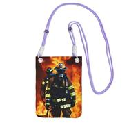 EdWal Borsa a tracolla da donna, con stampa di fiamme pompiere, mini portamonete per telefono, grazioso portafoglio per telefono, regalo per escursioni e viaggi, Viola, Taglia unica