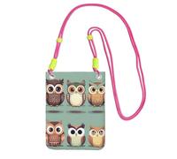 EdWal Borsa a tracolla da donna, con stampa di gufi in stile cartone animato, mini portamonete per telefono, grazioso portafoglio per telefono, regalo per escursioni e viaggi, Fucsia, Taglia unica