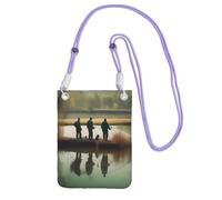 EdWal Borsa a tracolla da donna, con stampa di pescatori sul lago, mini portafogli per telefono, grazioso portafoglio per telefono, regalo per escursioni e viaggi, Viola, Taglia unica