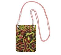 EdWal Borsa a tracolla da donna, con stampa di piante carnivore, mini portafogli per telefono, grazioso portafoglio per telefono, regalo per escursioni e viaggi, rosa, Taglia unica