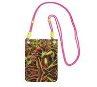 EdWal Borsa a tracolla da donna, con stampa di piante carnivore, mini portafogli per telefono, grazioso portafoglio per telefono, regalo per escursioni e viaggi, Fucsia, Taglia unica