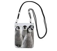EdWal Borsa a tracolla da donna, con stampa di pinguino imperatore, mini portamonete, grazioso portafoglio per telefono, per escursioni e viaggi, Nero , Taglia unica