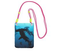 EdWal Borsa a tracolla da donna, con stampa di squali martello, mini portamonete per telefono, grazioso portafoglio per telefono, regalo per escursioni e viaggi, Fucsia, Taglia unica