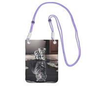 EdWal Borsa a tracolla da donna, con stampa di tigre, mini portamonete per telefono, grazioso portafoglio per telefono, idea regalo per escursioni e viaggi, Viola, Taglia unica