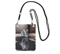 EdWal Borsa a tracolla da donna, con stampa di tigre, mini portamonete per telefono, grazioso portafoglio per telefono, idea regalo per escursioni e viaggi, Nero , Taglia unica