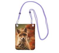 EdWal Borsa a tracolla da donna, con stampa di volpe carina, mini portamonete, grazioso portafoglio per telefono, regalo per escursioni e viaggi, Viola, Taglia unica