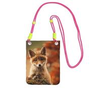 EdWal Borsa a tracolla da donna, con stampa di volpe carina, mini portamonete, grazioso portafoglio per telefono, regalo per escursioni e viaggi, Fucsia, Taglia unica