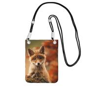 EdWal Borsa a tracolla da donna, con stampa di volpe carina, mini portamonete, grazioso portafoglio per telefono, regalo per escursioni e viaggi, Nero , Taglia unica