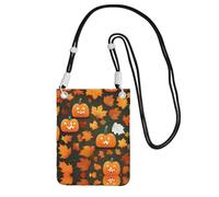 EdWal Borsa a tracolla da donna, con stampa di zucca, con scritta "Happy Thanksgiving Day", mini portamonete per telefono, per escursioni e viaggi, Nero , Taglia unica