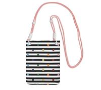 EdWal Borsa a tracolla da donna, con stampa in bianco e nero a pois arcobaleno glitterati, mini portamonete per telefono, grazioso portafoglio per telefono, regalo per escursioni e viaggi, rosa
