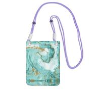 EdWal Borsa a tracolla da donna, con stampa marmorizzata color foglia di tè e oro, mini portamonete, grazioso portafoglio per telefono, regalo per escursioni e viaggi, Viola, Taglia unica