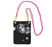 EdWal Borsa a tracolla da donna, con stampa Space Corgi, mini portamonete per telefono, grazioso portafoglio per telefono, regalo per escursioni e viaggi, Fucsia, Taglia unica