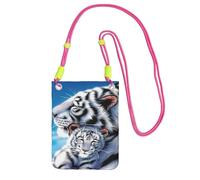 EdWal Borsa a tracolla da donna, con stampa tigre bianca, mini portamonete, grazioso portafoglio per telefono, regalo per escursioni e viaggi, Fucsia, Taglia unica