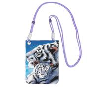 EdWal Borsa a tracolla da donna, con stampa tigre bianca, mini portamonete, grazioso portafoglio per telefono, regalo per escursioni e viaggi, Viola, Taglia unica