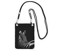 EdWal Borsa a tracolla da donna, con stampa zebrata, in bianco e nero, mini portamonete, grazioso portafoglio per telefono, idea regalo per escursioni e viaggi, Nero , Taglia unica