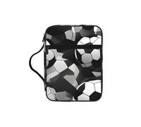 EdWal Borsa cosmetica con stampa a forma di pallone da calcio in bianco e nero con manico robusto borsa per il lavaggio del tablet piccola borsa per attrezzi per libri