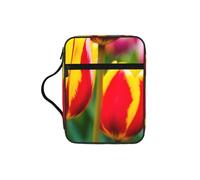 EdWal Borsa cosmetica con stampa di tulipani rosa con manico robusto borsa per il lavaggio del tablet piccola borsa degli attrezzi per libri