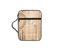EdWal Borsa cosmetica in legno con stampa a forma di cuore, con manico robusto, borsa per tablet, piccola borsa per attrezzi per libri