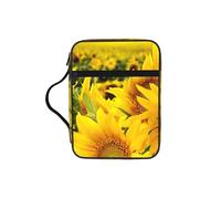 EdWal Borsa per cosmetici con stampa campo di girasole con manico robusto borsa per il lavaggio del tablet piccola borsa degli attrezzi per libri