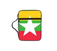 EdWal Borsa per cosmetici con stampa della bandiera del Myanmar, con manico robusto, borsa per tablet, piccola borsa per attrezzi per libri