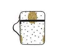 EdWal Borsa per cosmetici con stampa di ananas e frutta dorata glitterata con manico robusto, borsa per il lavaggio e per tablet, piccola borsa per attrezzi per libri