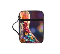 EdWal Borsa per cosmetici con stampa di chitarra e fiori, con manico robusto, borsa per tablet, piccola borsa per attrezzi per libri