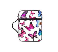 EdWal Borsa per cosmetici con stampa di farfalle rosa, con manico robusto, borsa per tablet, piccola borsa per attrezzi per libri