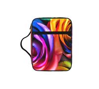 EdWal Borsa per cosmetici con stampa di rosa arcobaleno con manico robusto, borsa per tablet, piccola borsa per attrezzi per libri
