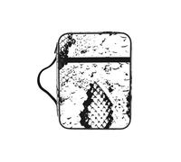 EdWal Borsa per cosmetici con stampa in bianco e nero con pelle di serpente e manico robusto, borsa per tablet, piccola borsa per attrezzi per libri