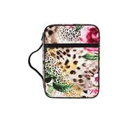 EdWal Borsa per cosmetici con stampa leopardata e rosa, con manico robusto, borsa per tablet, piccola borsa per attrezzi per libri
