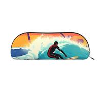 EdWal Borsa per il trucco hawaiana da surfista con stampa ondulata, astuccio, astuccio, elegante astuccio da donna, borsa per cosmetici da viaggio, Oro, En storlek, Necessario