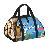 EdWal Borsa per legna estiva con stampa di pappagallo, ananas, uccello, con lati aperti, in legno, per camino, borsa tote e accessorio per caminetto