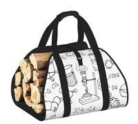 EdWal Borsa porta legna con stampa chimica con lati aperti in legno porta legna per caminetto borsa tote accessorio camino