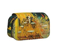 EdWal Cafe Terrace at Night - Astuccio in tela con stampa di grande capacità, organizer multifunzionale