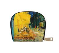 EdWal Cafe Terrace at Night - Porta carte di credito, unisex, in pelle, per uomini e donne, biglietto da visita sottile, bianco, Taglia unica