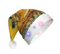 EdWal Cafe Terrace At Night Print Led Christmas Beanie Light Up Cappelli di Natale, cappelli a maglia con luci a LED, cappello invernale unisex di Babbo Natale
