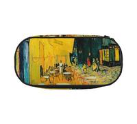 EdWal Cafe Terrace at Night Stampa Grande Capacità Matita Astuccio Grande Astuccio Cancelleria Penna Bag Ufficio College Scuola, Nero , Taglia unica, Organizer per borse