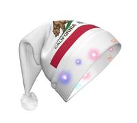 EdWal California State Flag Print Led Christmas Beanie Light Up Cappelli di Natale, cappelli lavorati a maglia con luci a LED, cappello invernale unisex di Babbo Natale