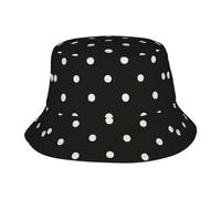 EdWal Cappello alla pescatora con stampa a pois bianchi e neri per donne e uomini, cappello da pescatore, cappello estivo da donna, cappello da sole per protezione, Nero , Taglia unica