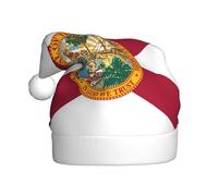 EdWal Cappello di Babbo Natale in peluche con stampa bandiera della Florida, cappelli di Natale per adulti, copricapo accogliente per feste di Natale