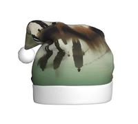 EdWal Cappello di Babbo Natale in peluche con stampa di pescatori sul lago, cappelli di Natale per adulti, copricapo accogliente per le vacanze, per feste di Natale