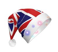 EdWal Cappello di Natale con stampa a LED con bandiera inglese, cappelli a maglia con luci a LED, cappello invernale unisex da Babbo Natale
