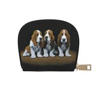 EdWal Carino Basset Hound Cuccioli Stampa Porta Carte Unisex Porta Carte di Credito per Uomini e Donne Porta Carte di Cuoio, Sottile Biglietto da Visita, bianco, Taglia unica