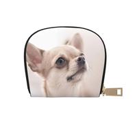 EdWal Carino Chihuahua Stampa Porta Carte Unisex Porta Carte di Credito per Uomini e Donne Porta Carte di Cuoio, Sottile Biglietto da Vis, bianco, Taglia unica