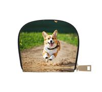 EdWal Carino Corgi Stampa Porta Carte Unisex Porta Carte di Credito per Uomini e Donne Porta Carte di Cuoio, Sottile Biglietto da Vis, bianco, Taglia unica