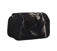 EdWal Carino Nero Pug Dog Stampa Astuccio di Tela Penna Matita Sacchetto di Grande Capacità Organizzatore Multifunzionale Matita Bag